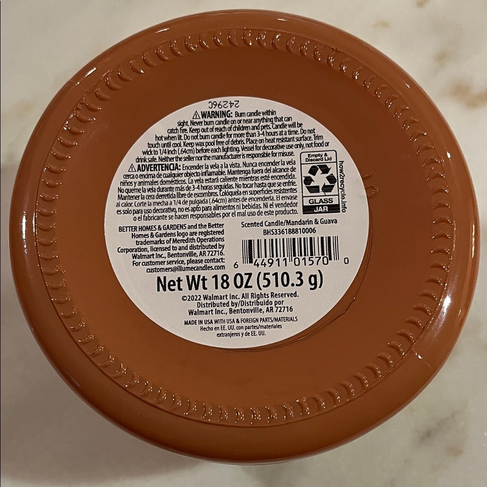 Better Homes And Gardens Mandarin Guava Wooden Lid Candle -2 Wicks - Picture 5 of 11